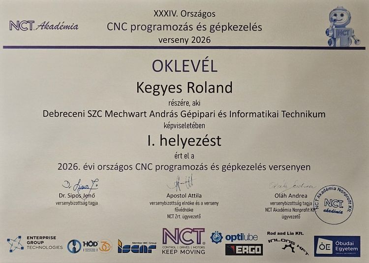 Országos CNC programozás és gépkezelés szakmai verseny
