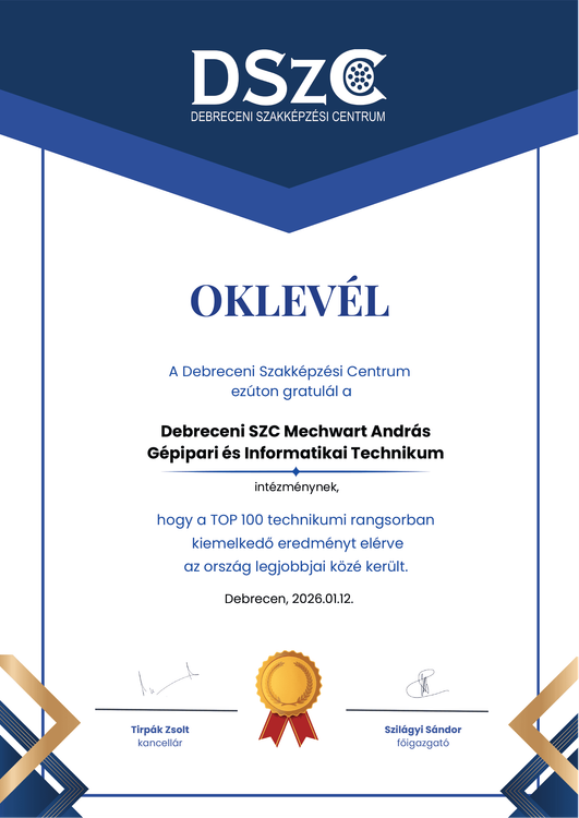 Elismerő oklevelet kapott iskolánk