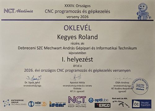 Országos CNC programozás és gépkezelés szakmai verseny