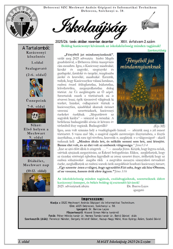 Megjelent az iskolaújság október-decemberi száma!